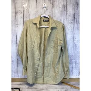 Blueberry Men's Tan Checkered Button Up Long Sleeve Pocket 100% Cotton Sz Small